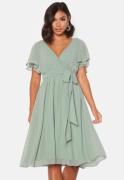 Goddiva Flutter Chiffon Dress Sage Green S (UK10)