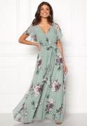 Goddiva Flutter Floral Maxi Dress Duck Egg XS (UK8)