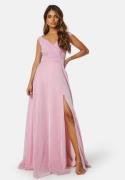 Goddiva Glitter Wrap Maxi Dress Pink L (UK14)