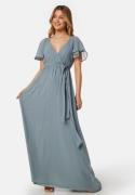 Goddiva Flutter Chiffon Dress Air Force Blue L (UK14)