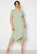 John Zack Curve Short Sleeve Wrap Frill Curve Dress Sage Green 50 (UK2...