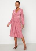 Bubbleroom Occasion Wrap Tie Midi Dress Pink 34