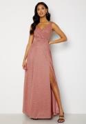 Goddiva Glitter Wrap Maxi Dress Dark Rose XXS (UK6)