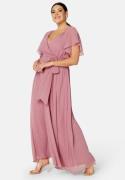 Goddiva Curve Flutter Sleeve Chiffon Maxi Curve Dress Lavender 50 (UK2...