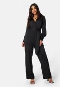 BUBBLEROOM Gitty Structured Satin Jumpsuit Black 40