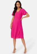 VILA Vilovie S/S Wrap Midi Dress Pink Yarrow 34