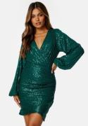 Bubbleroom Occasion Sparkling Wrap Dress Dark green S