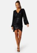 Bubbleroom Occasion Sparkling Wrap Dress Black 3XL