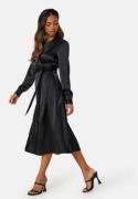 BUBBLEROOM Terilee Satin Wrap Dress Black 36