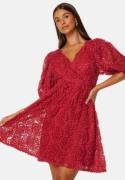 Bubbleroom Occasion 3D Puff Sleeve Dress Dark red S