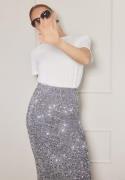 VILA Vibarina HW Midi Sequins Skirt Silver Detail:SILVER L