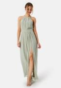 AngelEye High Neck Maxi Dress With Split Sage Green XS (UK8)