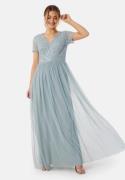 AngelEye Short Sleeve Sequin Embellished Maxi Dress Heather Blue M (UK...
