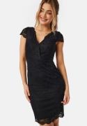 Bubbleroom Occasion V-neck short lace Dress Black 42