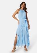 FOREVER NEW Bridie Halter Neck Ruffle Maxi Dress Clear Day 38