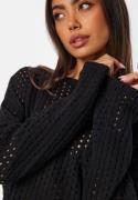 BUBBLEROOM Crochet Knitted Long Sleeve Top Black L