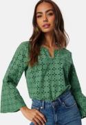 Happy Holly Noralie Broderie Anglaise Blous Green 48/50