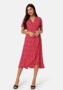 BUBBLEROOM Flounce Midi Wrap Dress Red/Patterned XL