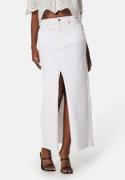 BUBBLEROOM Denim Slit Midi Skirt Offwhite 36