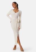 BUBBLEROOM Slit Knitted Midi Dress Cream M