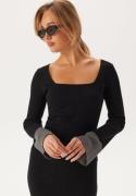 BUBBLEROOM Cherry Rib Knit Top Black S