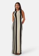 BUBBLEROOM Striped Sleeveless Knitted Dress Cream/Black L