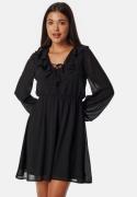 BUBBLEROOM V-neck Short Frill Dress Black XS