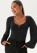 BUBBLEROOM Sparkling Puff Sleeve Top Black/Silver XL