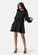 BUBBLEROOM Round Neck Short Frill Dress Black 38