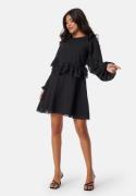 BUBBLEROOM Round Neck Short Frill Dress Black 46