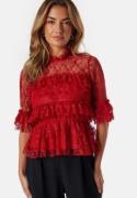 BUBBLEROOM Frill Lace Blouse Red 34