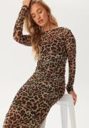 BUBBLEROOM Mesh Midi Dress Leopard XS