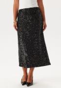 Pieces Pcserena Sequin Hw Midi Skirt Black Detail:black Detail XS