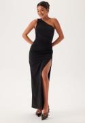 Bubbleroom Occasion One Shoulder Maxi Dress Black S