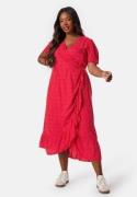 Happy Holly Evie Puff Sleeve Midi Wrap Dress Red/Dotted 40/42