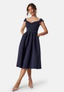 Goddiva Sweetheart Bardot Midi Dress Navy XXL (UK18)