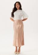 BUBBLEROOM Satin Midi Skirt Light beige S