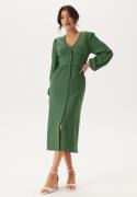 BUBBLEROOM Structure Button Midi Dress Green XS