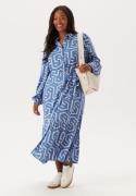 Happy Holly Viscose Long Sleeve Dress Blue/Beige 52/54