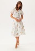 VILA Vilovie S/S Wrap Midi Dress Snow White AOP:FIR 38