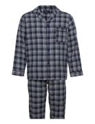 Mens Flanell Pyjama Pyjamas Nattøj Blue TOPECO