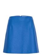 Women Mini Skirt Light Pressed Wool Kort Nederdel Blue Harris Wharf Lo...