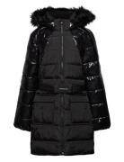 Mixed Media Belted Puffer Coat Foret Jakke Black Calvin Klein