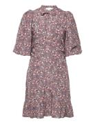 Jacquard Puffed Mini Dress Kort Kjole Burgundy By Ti Mo