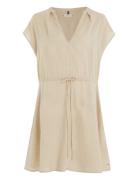 Linen Sleeveless Short Dress Kort Kjole Beige Tommy Hilfiger