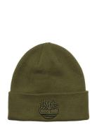 Tonal 3D Embroidery Beanie Accessories Headwear Beanies Khaki Green Ti...