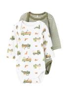 Nbmbody 2P Ls Y/D Olivine Dog Noos Bodies Long-sleeved Multi/patterned...