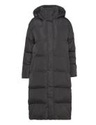 Longline Hooded Puffer Coat Foret Jakke Black Superdry