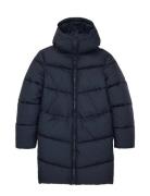 Long Puffer Coat W. Hood Foret Jakke Navy Tom Tailor