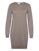 Visanja L/S Glitter Knit Dress /B Kort Kjole Beige Vila